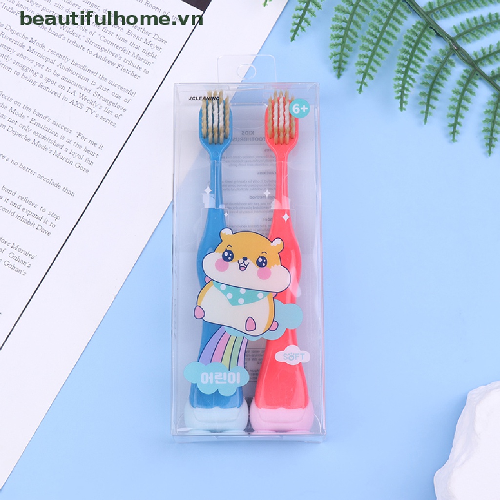 Bộ 2 Bàn Chải Đánh Răng Lông Mềm Có Giác Hút Dành Cho Bé 3-12 Tuổi