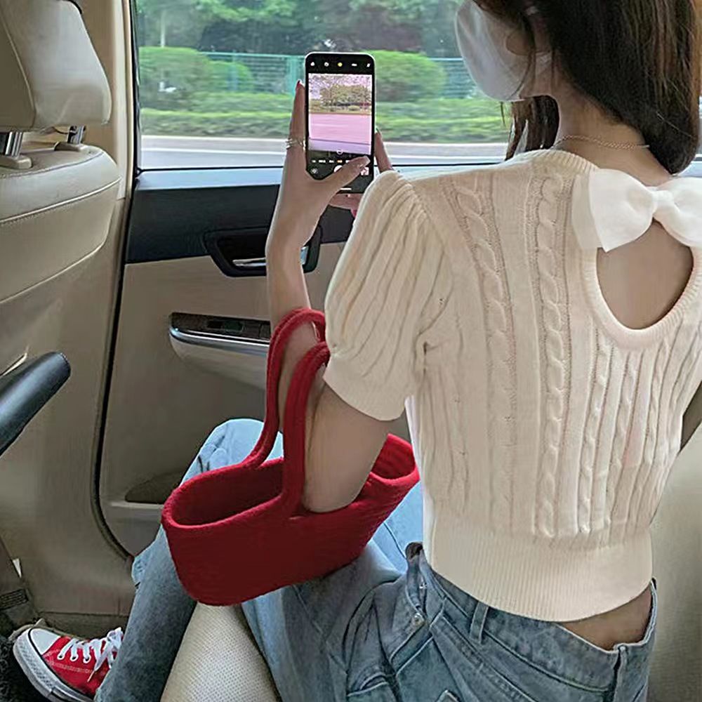 Áo thun COZOK dệt kim tay ngắn dáng ôm thời trang xinh xắn