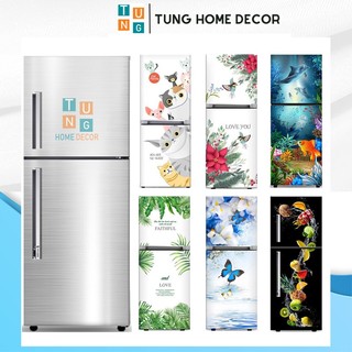 Decal dán tủ lạnh 3D chống nước, sẵn keo, miếng dán tủ lạnh đủ kích cỡ