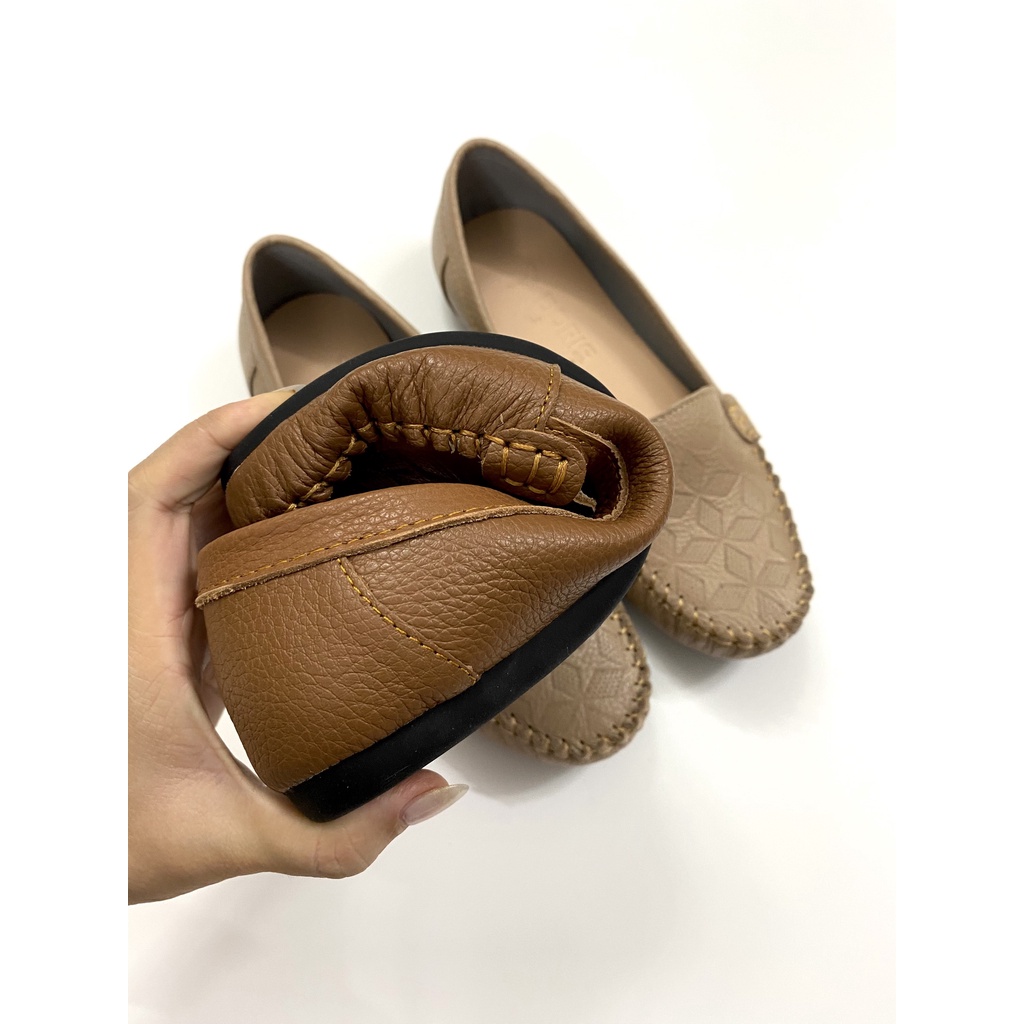 Giày mọi ngôi sao đế bệt da thật  3cm DR013 - SIZE CHUẨN- CÓ BẢO HÀNH.