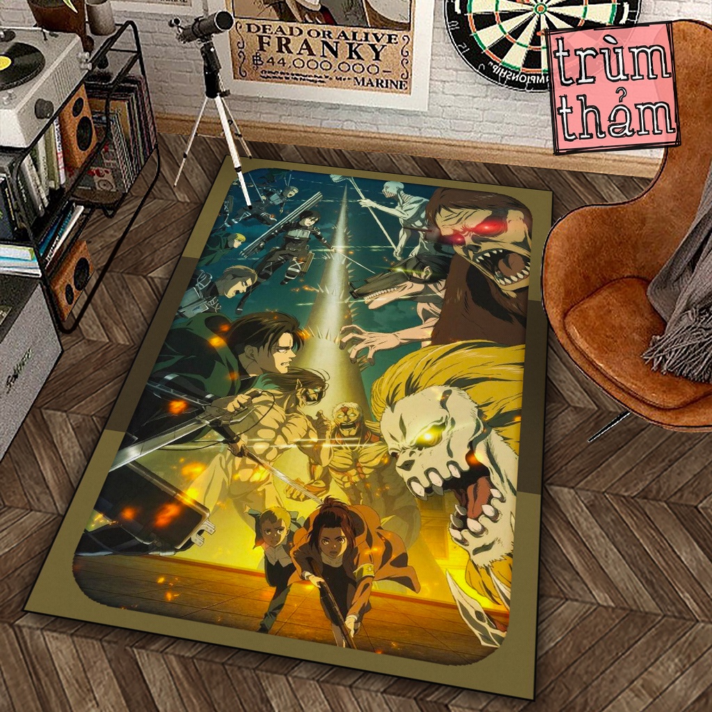 Thảm Trang Trí Attack On Titan Đại Chiến Marley Titan Thú Decor Góc Học Tập Làm Việc Phòng Ngủ Phòng Khách Văn Phòng