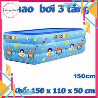 BỂ BƠI 3 TẦNG HÌNH CHỮ NHẬT NHỰA DẺO SIÊU BỀN SIZE 1,3M/ 1,5M/ 1,8M/ 2,1M