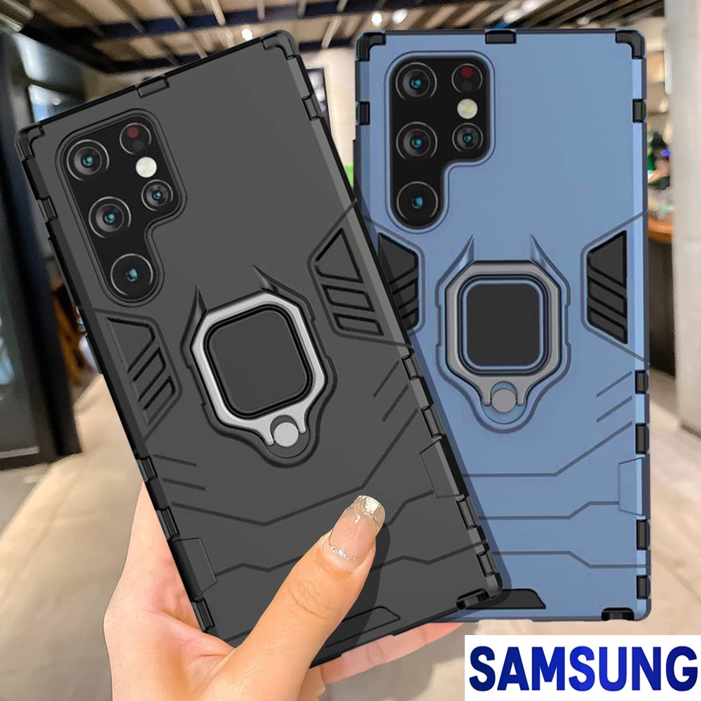 Samsung S23 Ultra S22 Ultra S21 Ultra S21 FE S20 FE S20 Plus Note 20 Ultra A13 A23 A33 A53 A14 A12 A32 A52 Áo giáp cứng sang trọng và Vỏ điện thoại chống sốc bằng silicon mềm với chân đế vòng kim loại