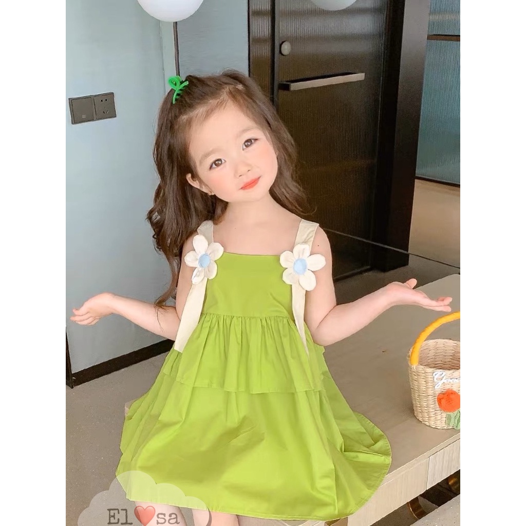 Váy bé gái - Váy 2 Dây Bông Hoa 2 Màu siêu xinh cho bé gái 1 - 8 Tuổi