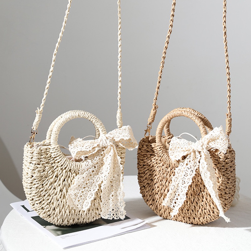 Túi Xách Đeo Vai Phối Ren Thắt Nơ Xinh Xắn Thời Trang Cho Nữ