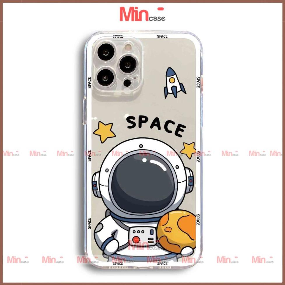 Ốp lưng space phi hành gia cạnh vuông chống sốc silicon trong suốt cho iphone ip 6/6s/7/8/X/XS/11/12/13/14 Pro Plus Max