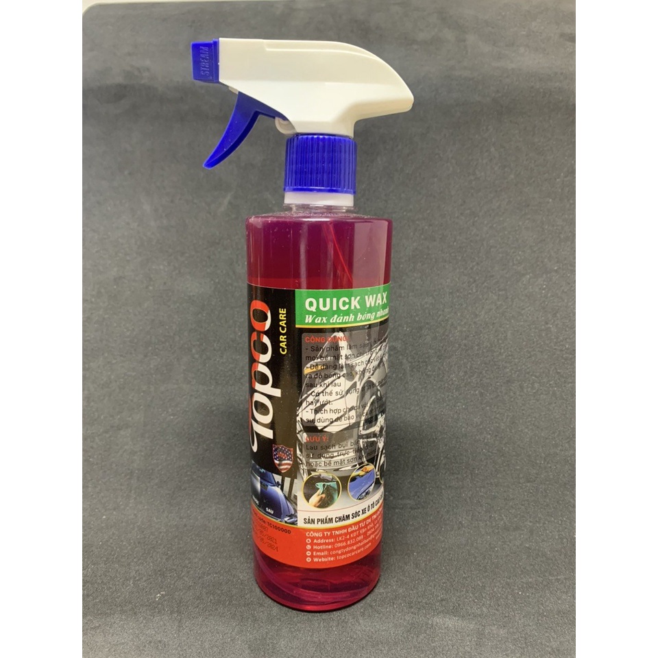 Chai Xịt Wax Dung Dịch Nước Đánh Bóng Sơn Xe Ô Tô  Xe Máy Topco Hiệu ứng lá sen làm sạch vết ố đánh bóng bề mặt xe