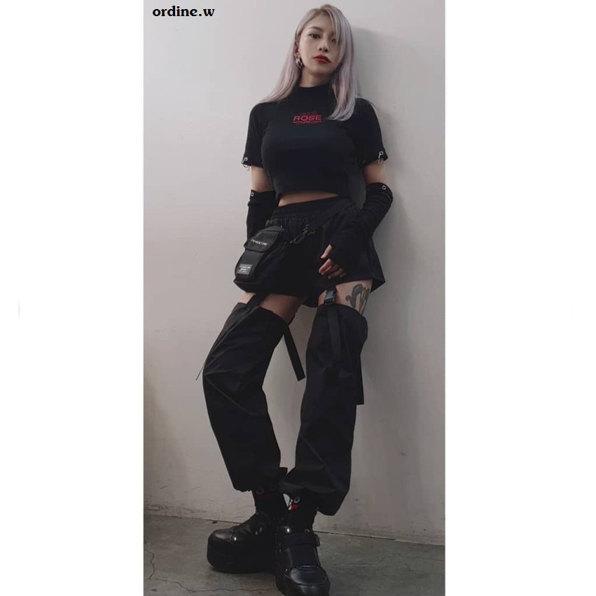 ORDER_áo croptop body đan dây xỏ tay 2in1 ITZY Lia