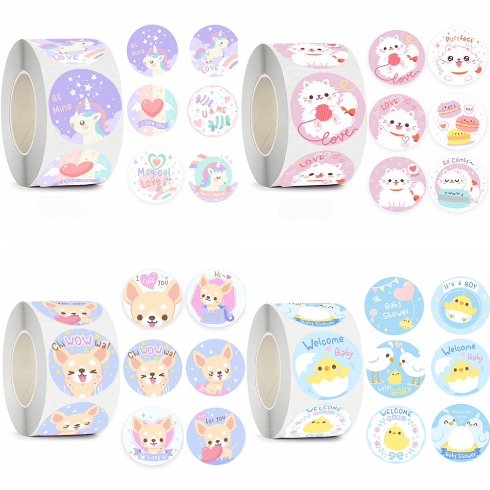 Set 500 Miếng Dán Hoạt Hình Dễ Thương Trang Trí Văn Phòng Phẩm
