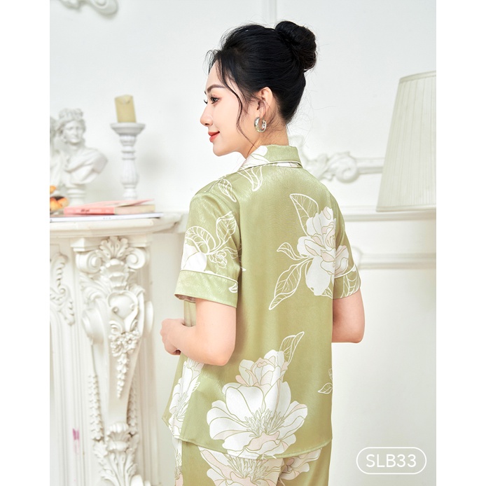 Bộ ngủ satin ZAM Luxury - SLB33 - Áo ngắn tay quần lửng