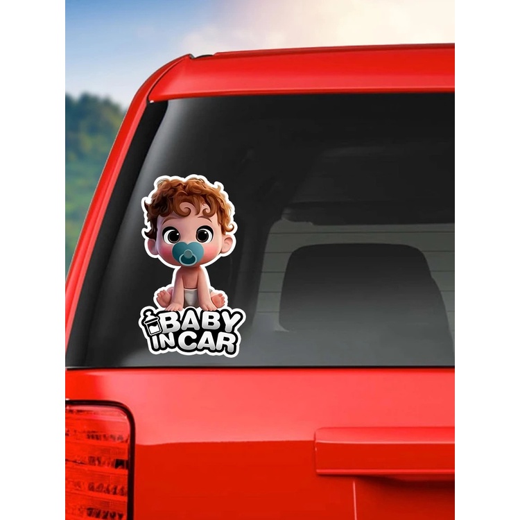 Miếng Dán Trang Trí Xe Hơi in Chữ Baby in Car Bằng Vinyl Chống Thấm Nước