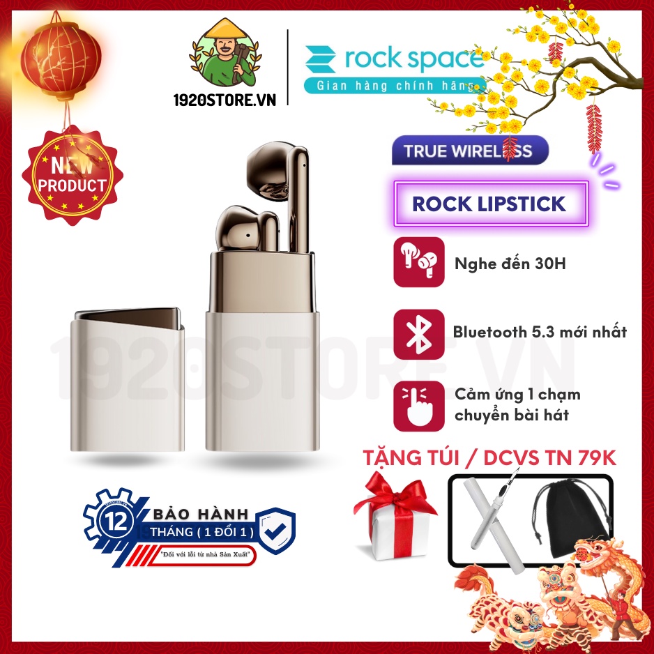 【Giao Hỏa Tốc】Tai Nghe Không Dây Bluetooth Rockspace Lipstick True Wireless Stereo Rockspace - Chính Hãng BH 12 Tháng