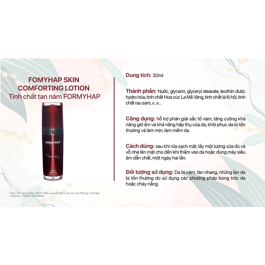 Tinh chất tan nám FORMYHAP  Skin Comforting Lotion 30ml