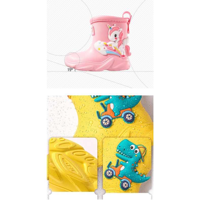 Ủng đi mưa IQ ANGEL chống nước chống trượt họa tiết hoạt hình thời trang dành cho trẻ em