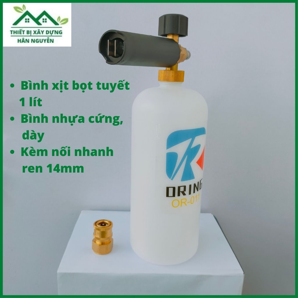 Bình xịt bọt tuyết máy rửa xe 1 lít Oring,Kèm nối nhanh ren 14mm