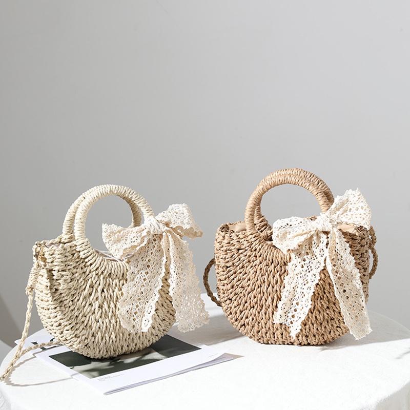 Túi Xách Đeo Vai Phối Ren Thắt Nơ Xinh Xắn Thời Trang Cho Nữ