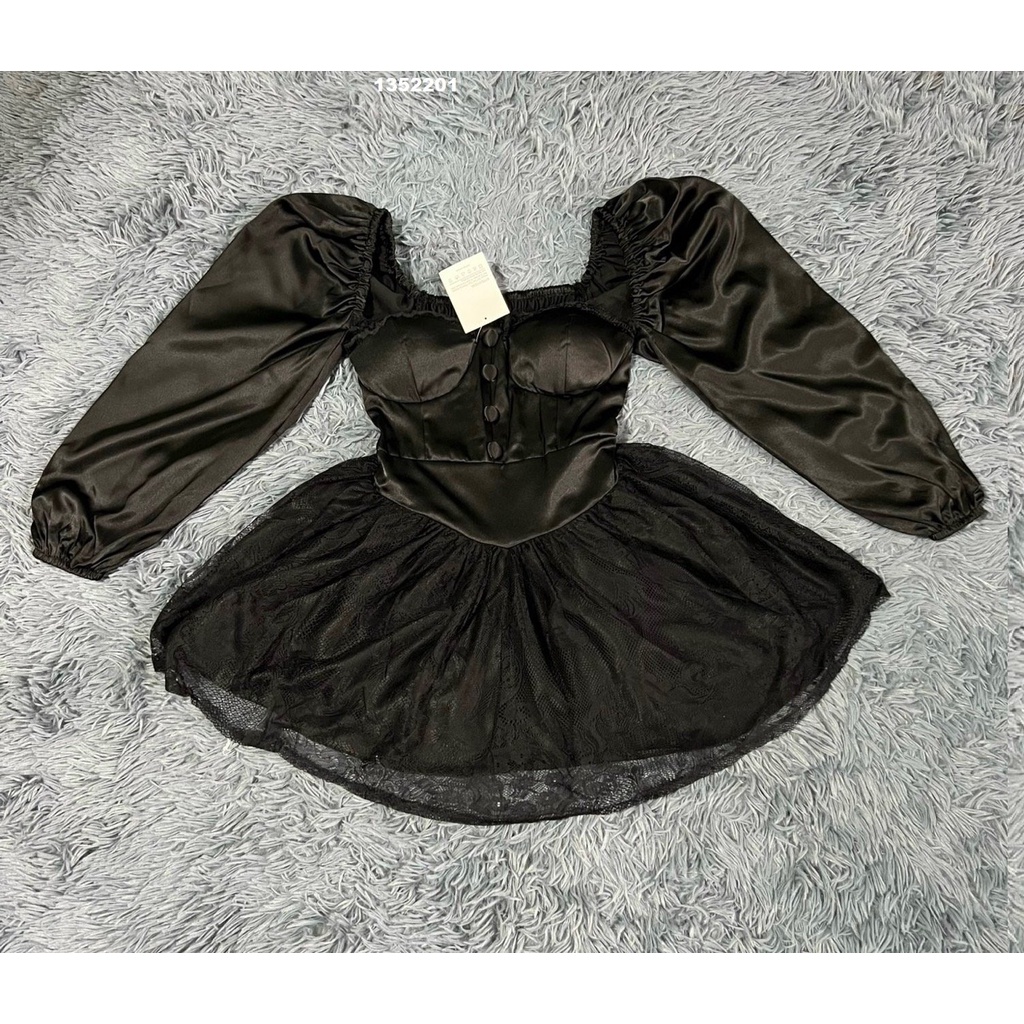 Đầm xinh nữ tay dài phồngcó mút lot quần thời trang xinh xắn trẻ trung dễ thương