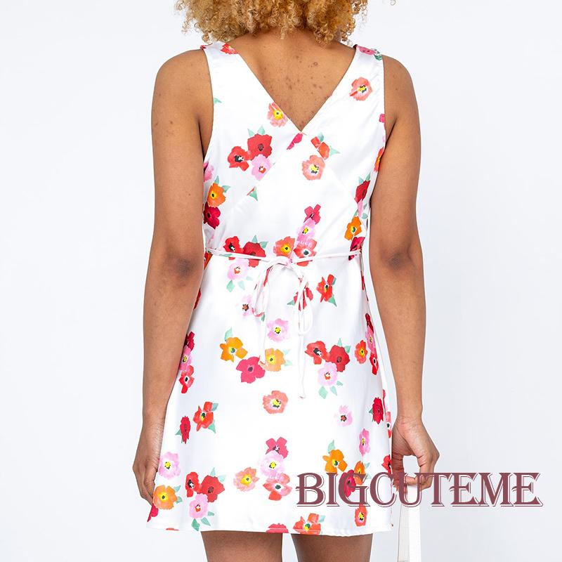 Đầm Hoa Không Tay Cổ Chữ V Thời Trang Dành Cho Nữ