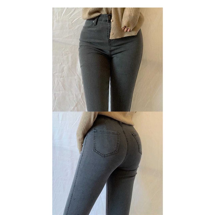 Quần jeans Nữ Lưng Cao Dáng Ôm Màu Xanh Nhạt plus size