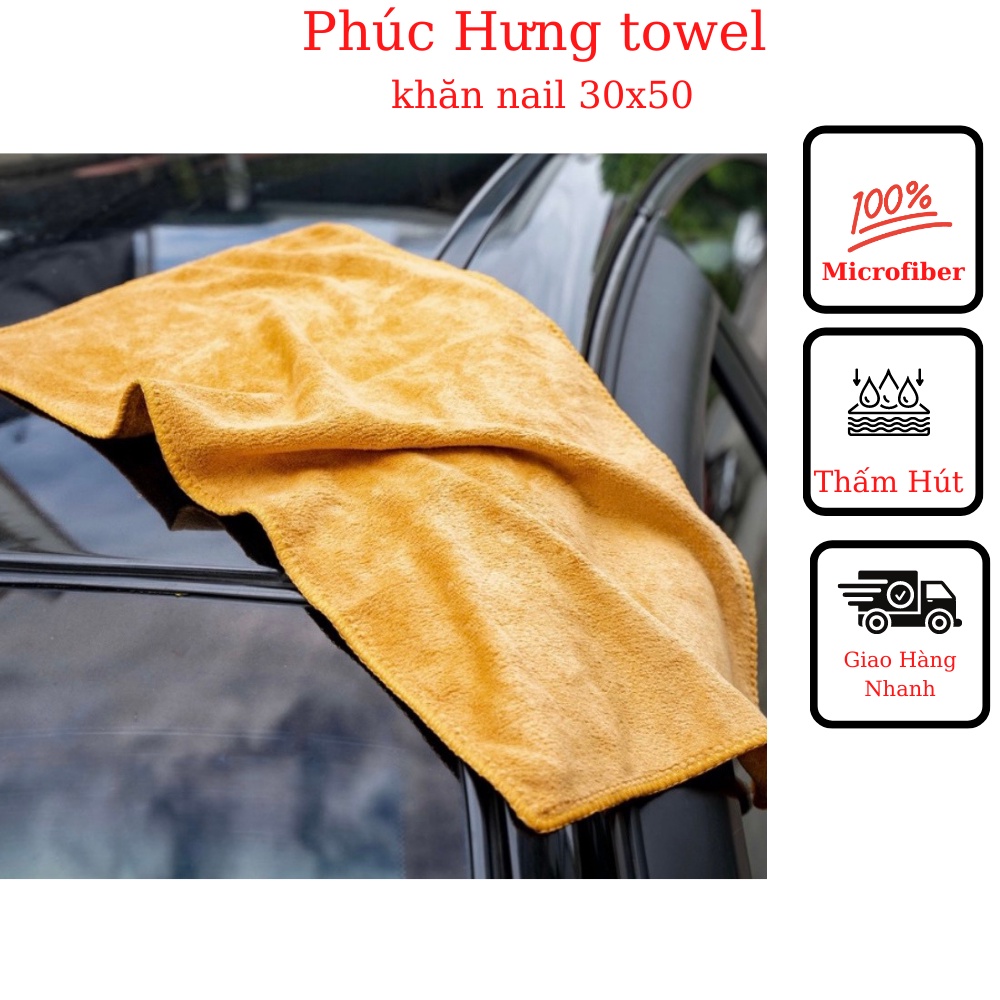 Khăn Nail Cao Cấp  PHÚC HƯNG Giá Sốc ⚡ Khăn Mềm Mịn Thấm Hút Tốt Không Sổ Lông Lau Ô Tô Xe Máy, Dùng Làm Nail Spa