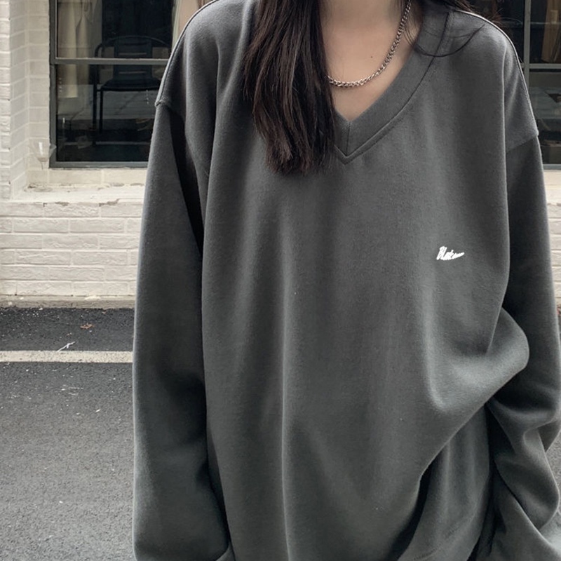 IELGY   Áo sweater Cổ Chữ v Đơn Giản Phong Cách retro Dành Cho Nữ