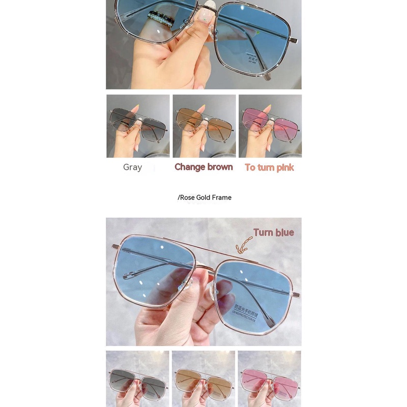 Kính Mát Gọng Lớn Hai Chùm Siêu Nhẹ Thay Đổi Màu Sắc Theo Phong Cách retro Cho Nam