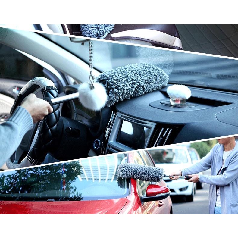 Chổi rửa xe ô tô sợi dầu chuyên dụng, chổi lau xe ô tô cán co rút tiện lợi, chổi vệ sinh ô tô sạch