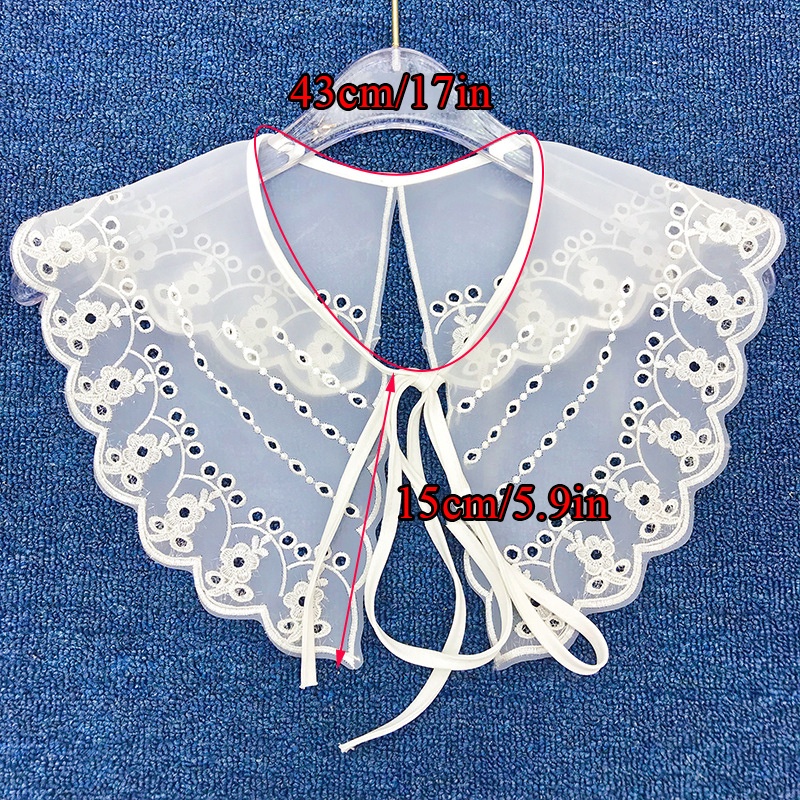 Cổ Áo Giả Thêu Trang Trí Nơ Màu Trơn Dễ Phối Đồ Thời Trang