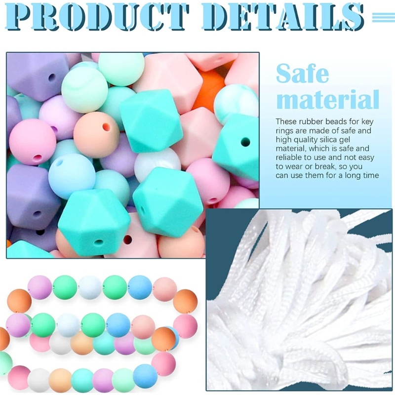 Set 101 Hạt Silicone Xỏ Lỗ Dùng Để Làm Đồ Trang Sức Thủ Công