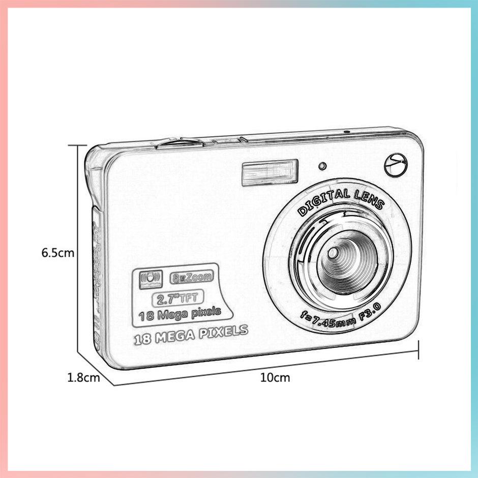 【giao hàng hôm nay>>>Màn Hình LCD TFT 2.7 Inch 18MP 720P 8x Zoom HD Máy Ảnh Kỹ Thuật Số Chống Rung Máy Quay Video CMOS Micro Camera trẻ Em Quà Tặng