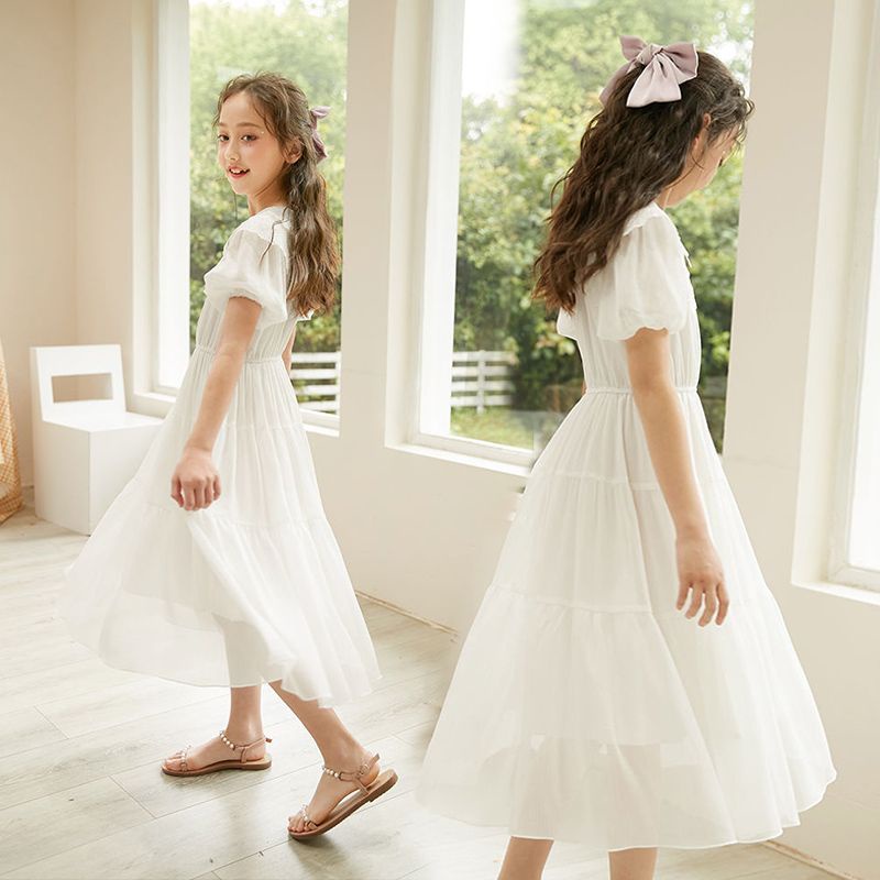 Đầm Voan Công Chúa Dáng Dài Thời Trang Mùa Hè 2023 Cho Bé Gái 3-18 Tuổi