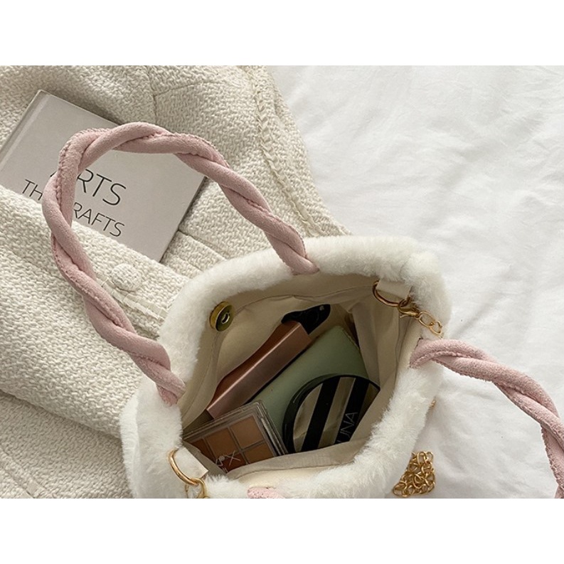 Túi Xách Lông Nhung Hình Quả Cherry Xinh Xắn Cho Nữ