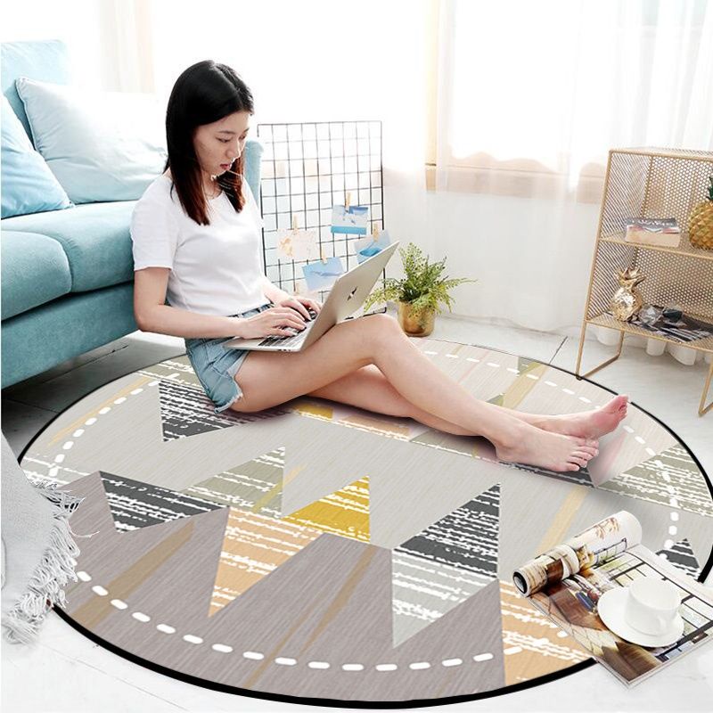 Thảm Tròn Lót Sàn Phòng Khách / Phòng Ngủ Chống Trượt Không Thấm Nước In Hoạt Hình Dễ Thương