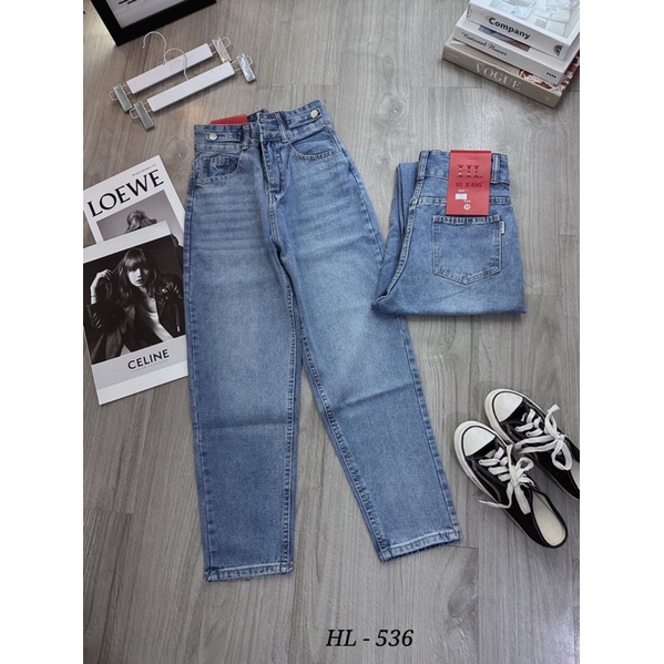Baggy jeans lưng cao 2 nút đai nút