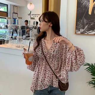 ( ORDER ) Áo voan hoa cổ V (kèm ảnh thật)