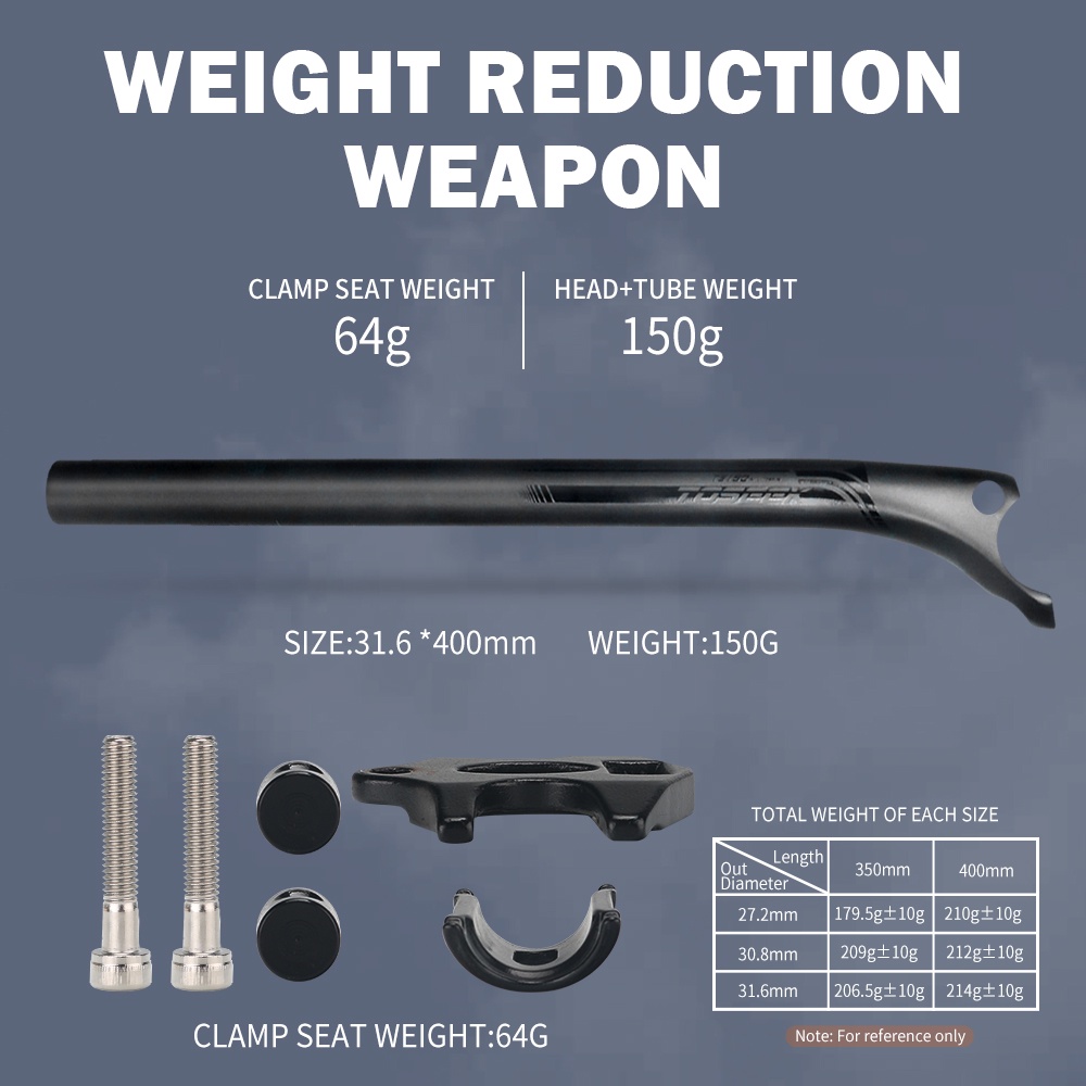 Cốt Yên Xe Đạp Leo Núi Tosek Dài 400mm 27.2 / 30.8 / 31.6mm Chất Liệu Sợi Carbon