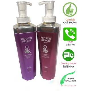 Dầu gội, xả keratin 2*750ml loại 1 phục hồi tóc