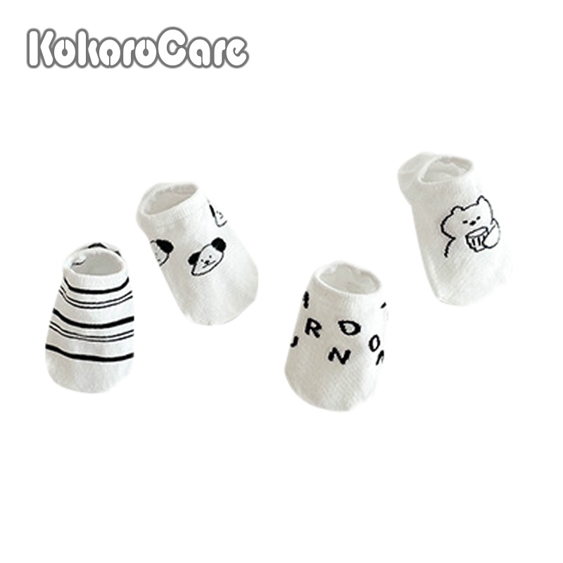 Bộ 4 Đôi Vớ Cotton Mỏng Họa Tiết Hoạt Hình Dễ Thương Chống Trượt Cho Bé MSW-97 1-8 Tuổi