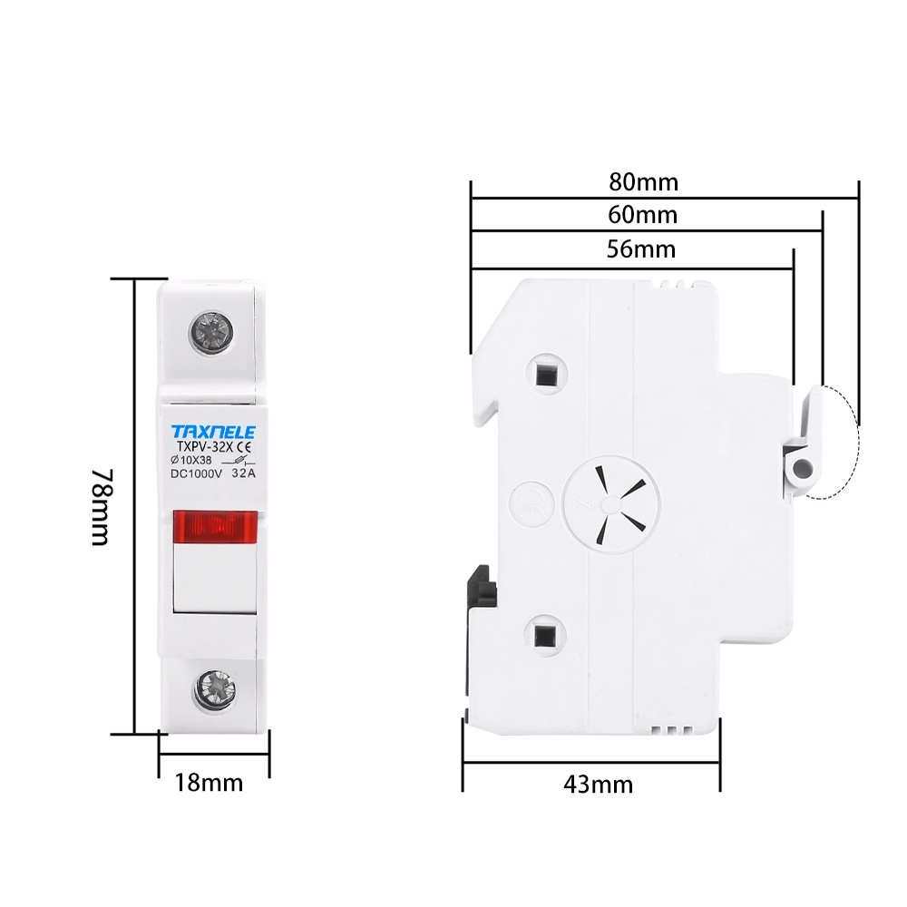 Giá Đỡ Cầu Chì Năng Lượng Mặt Trời DC 1000V PV 6A 10A 15A 20A 25A 30A DC