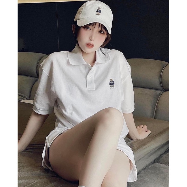 Áo phông polo Whoau thêu gấu nam nữ