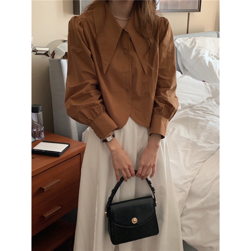 Áo sơ mi SUXI tay dài màu trơn dáng ôm thời trang Hàn Quốc