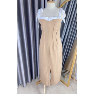 BIGSIZE 58-85KG - ĐẦM DÀI 2 DÂY CỘT NƠ VAI - CURTIS DRESS