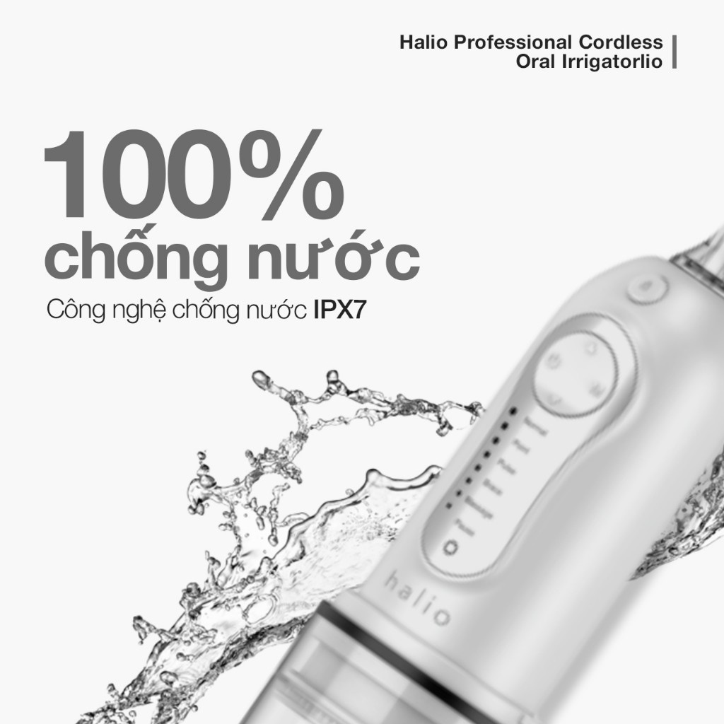 Máy Tăm Nước Cầm Tay 6 Chế Độ Halio Professional Cordless - Công nghệ Sóng Âm Sonic, Ghi Nhớ Thông Minh, Pin 25 Ngày