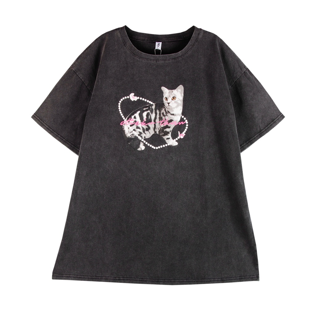 Áo thun SUXI ngắn tay dáng rộng in họa tiết thời trang mùa hè dành cho nữ