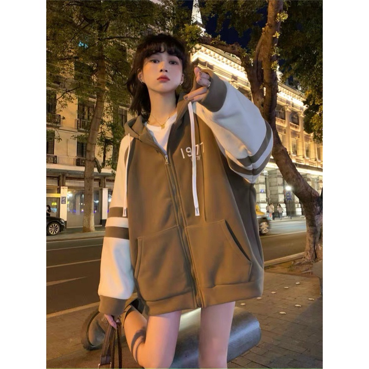 Áo khoác nỉ nữ from rộng đi nắng đi lạnh đều ok  chất nỉ dày mịn ấm áp