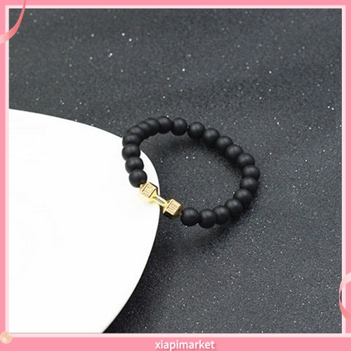 Xiapimarket / Vòng Tay Tập Gym Bằng Đá Nhám Màu Đen Có Thể Điều Chỉnh Phong Cách Punk