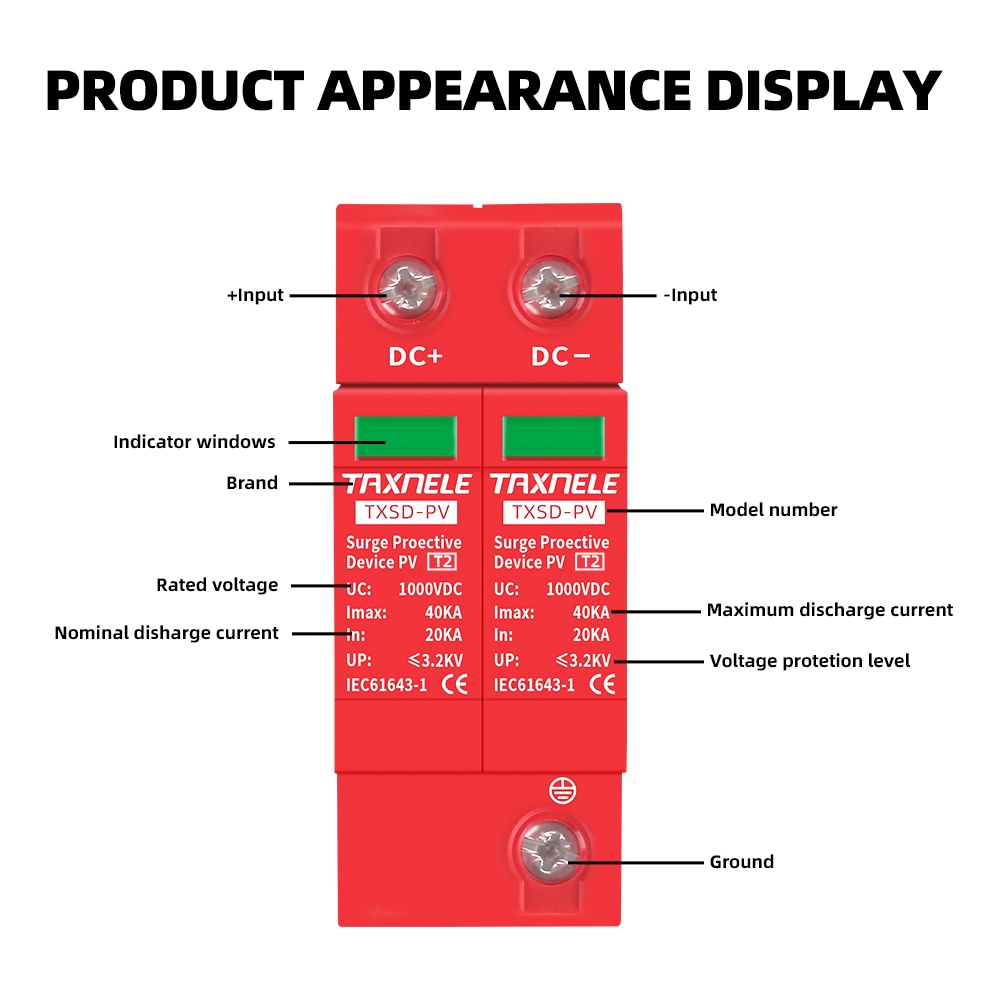 Thiết Bị Bảo Vệ Điện Áp DC SPD 2P 40KA 60KA 600V 800V 1000V