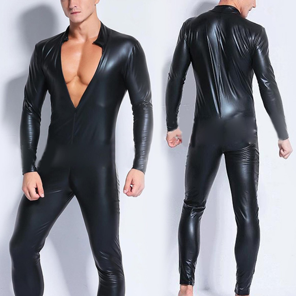 Jumpsuit Zip 1pcs Bodysuit Clubwear Fashionable Leotard Patent Leather