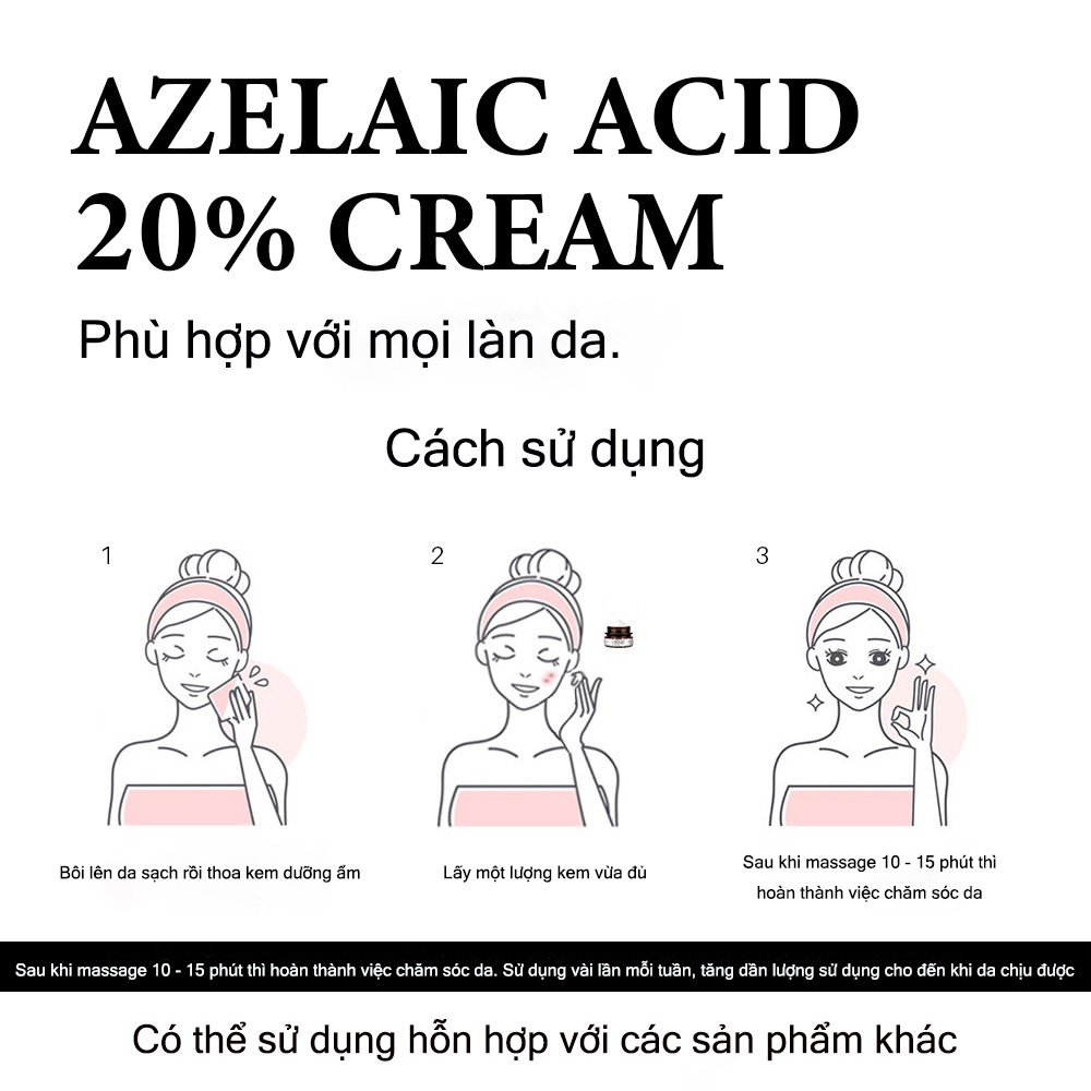 Kem dưỡng da mặt Azelaic Acid 20% Cream 30g Làm mờ vết mụn