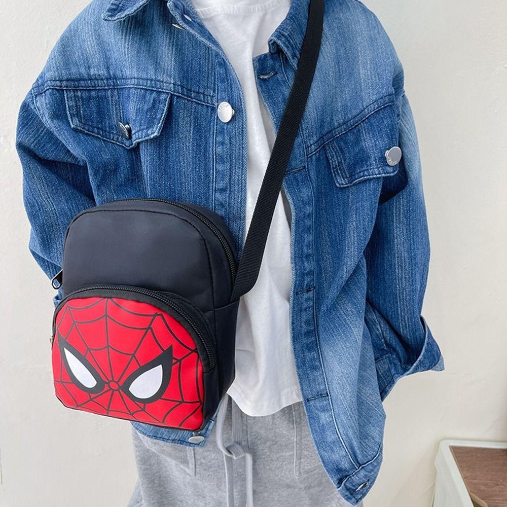 Túi Đeo Chéo Vai Bằng Nylon Họa Tiết Hoạt Hình Người Nhện Thời Trang Cho Trẻ Em